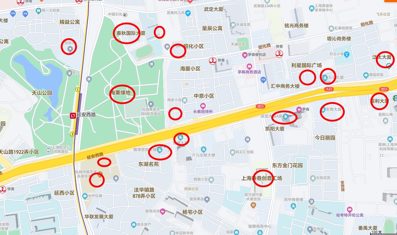 延安西路办公楼分布图